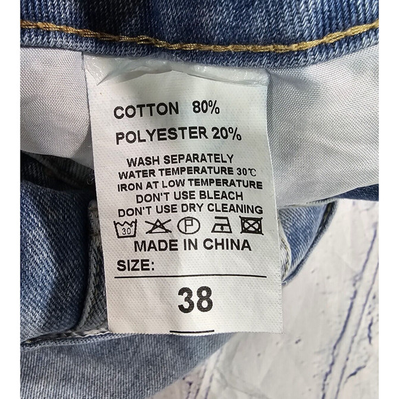 Choize MENS SIZE 38 Baggy Wide Leg Jeans Blue Wash Y2K Skater Street EMBROIDERED - Picture 10 of 11